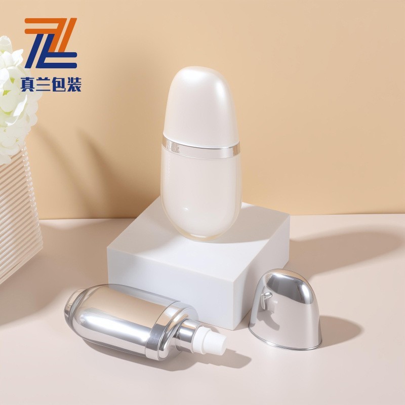 厂家定制扁瓶电化铝泵头亚克力PP塑料膏霜乳液防晒霜护肤品包装瓶图2