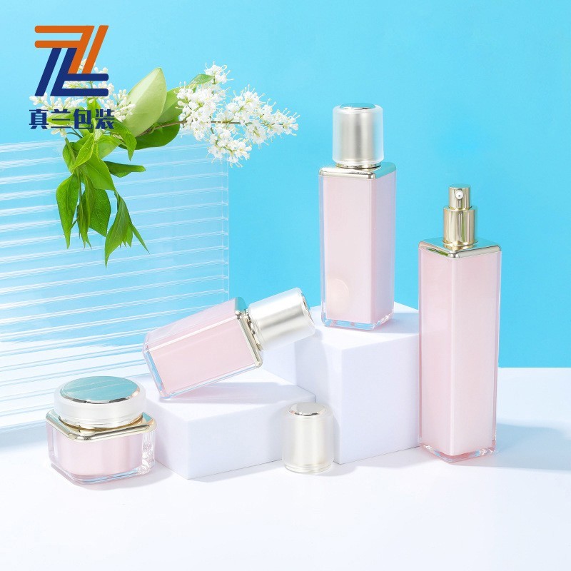 厂家定制多规格亚克力乳液瓶方形肩套面霜盒塑料30-120ml膏霜瓶图3