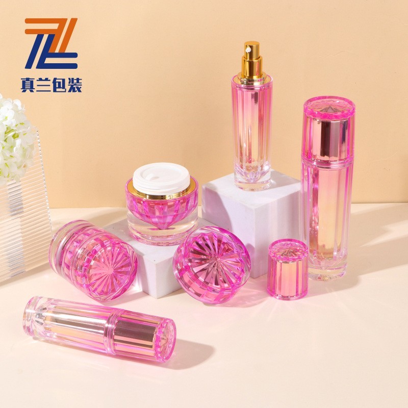 定制多规格钻石瓶系列亚克力乳液瓶 玫瑰金电镀电化铝塑料包装图4