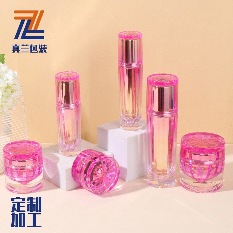定制多规格钻石瓶系列亚克力乳液瓶 玫瑰金电镀电化铝塑料包装图3
