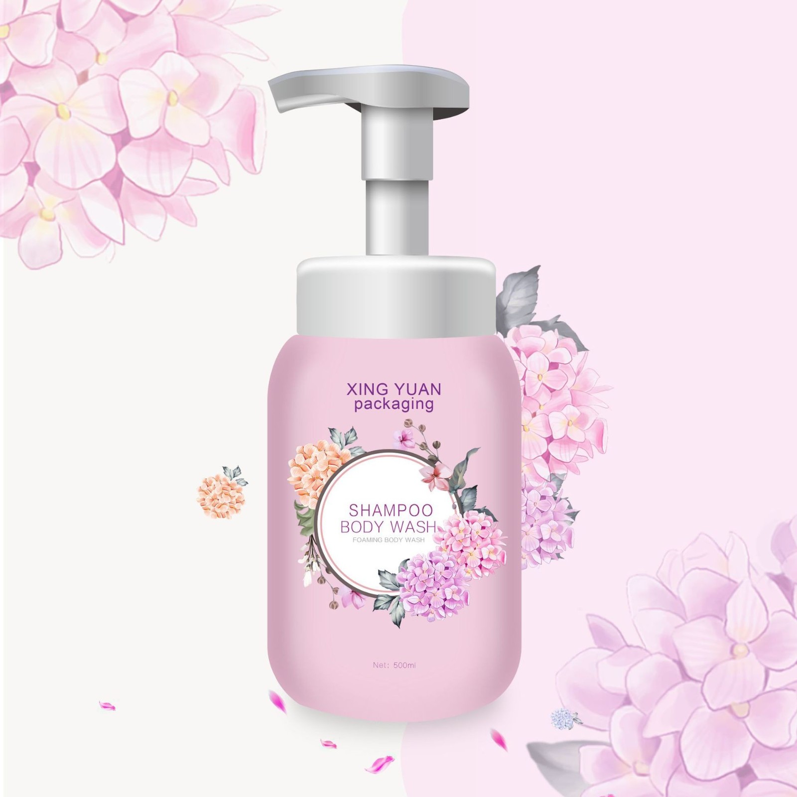 厂家定制750ML按压式泡沫瓶婴儿洗发沐浴二合一泡沫瓶化妆品空瓶图2