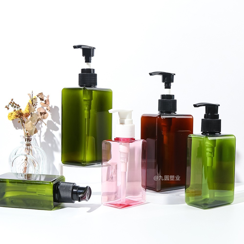 pet按压洗发水洗手液瓶 塑料沐浴露空瓶 100/200/280ml方形乳液瓶图2