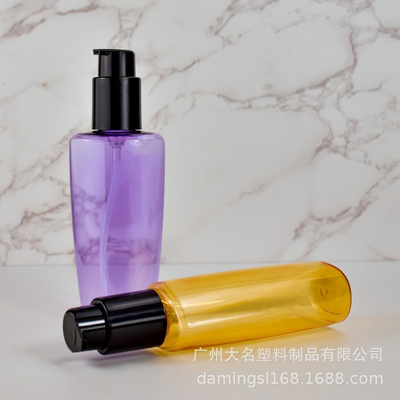 扁锥形PET按压卸妆油瓶可定制高档护发精油护肤精华乳液分装瓶子图2