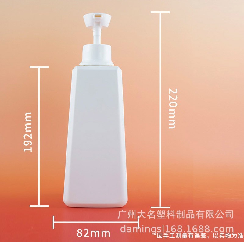 新款四方瓶梯形PET塑料瓶800ml大容量 家庭装洗发水沐浴露瓶子图2