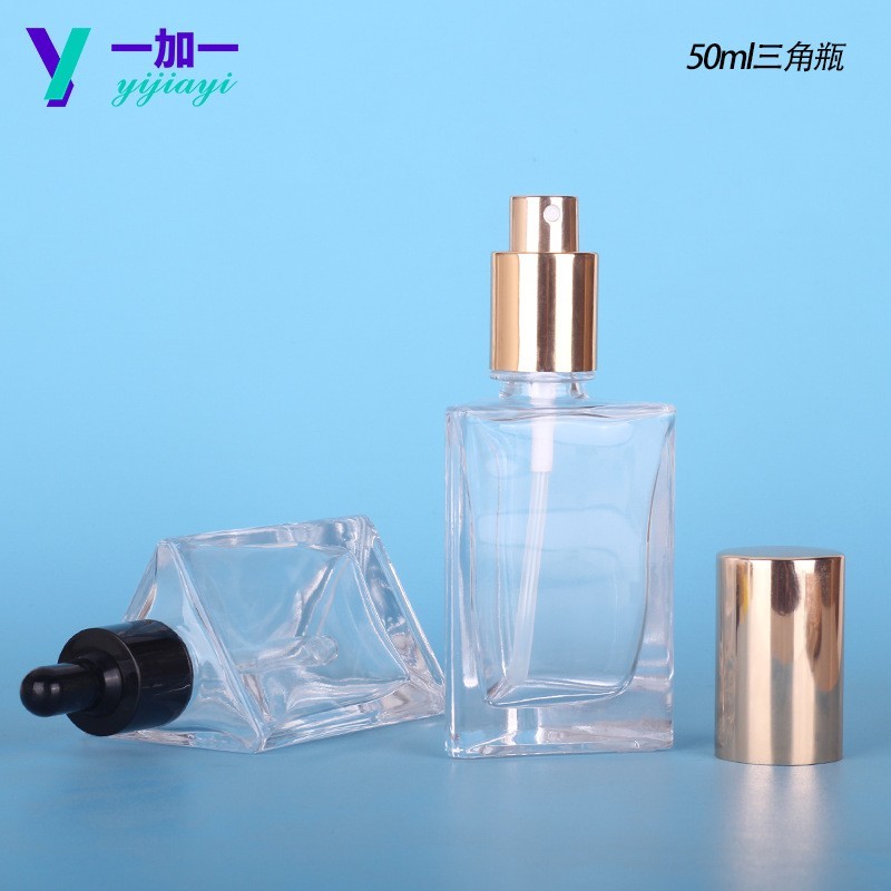 三角玻璃滴管瓶50ml透明精油瓶精华液瓶五十毫升乳液瓶图4