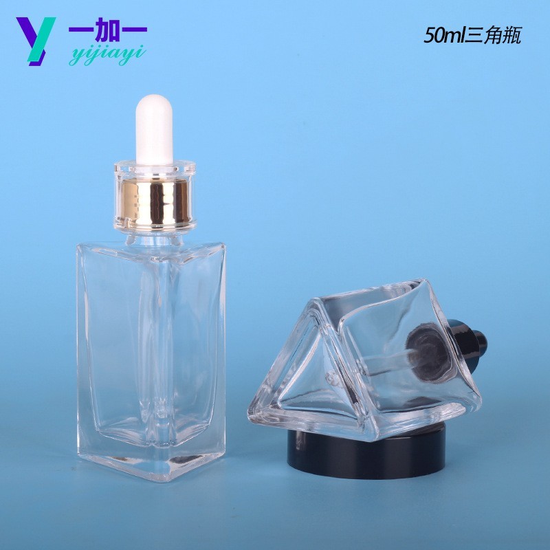 三角玻璃滴管瓶50ml透明精油瓶精华液瓶五十毫升乳液瓶图3