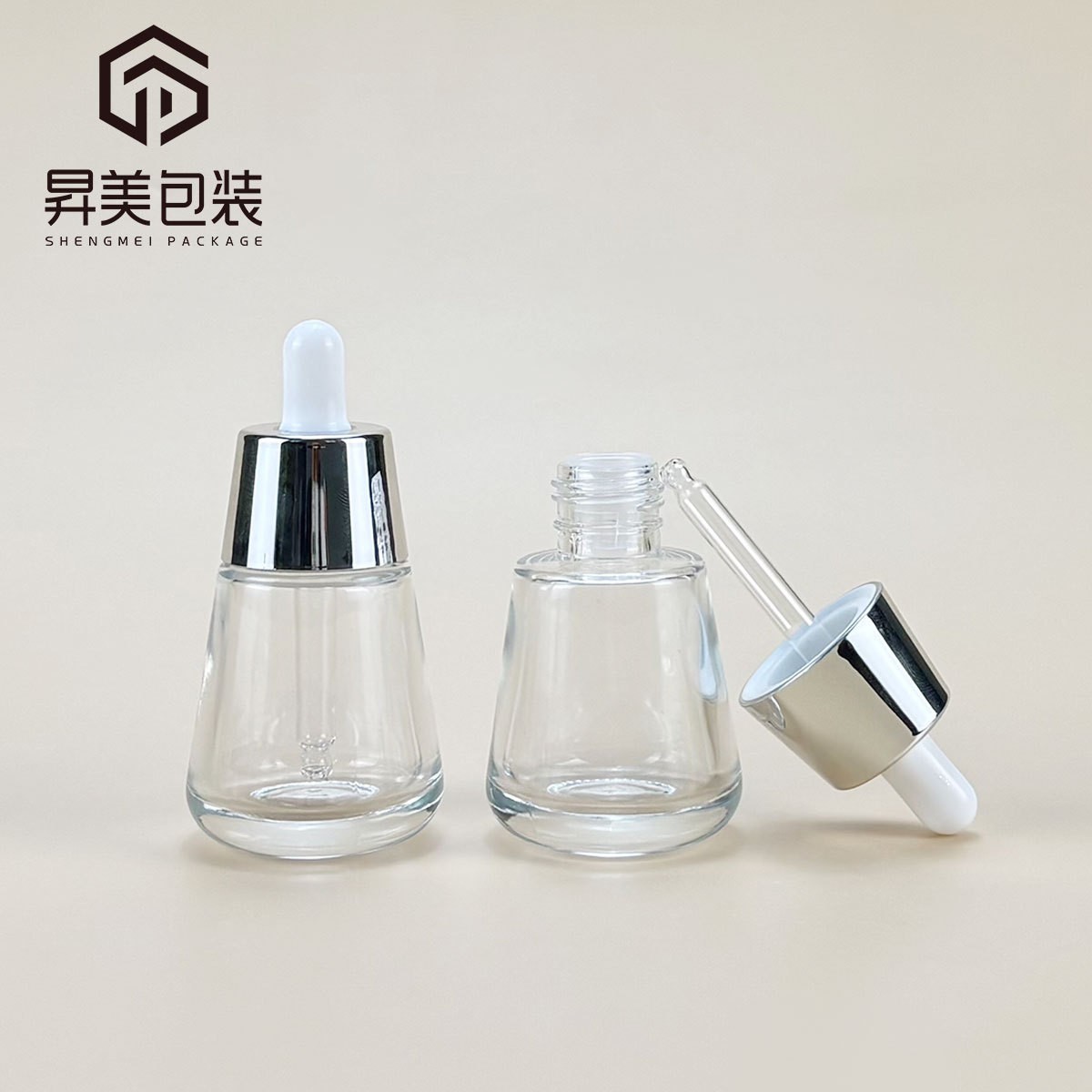 30ml锥形精华瓶化妆品护肤瓶玻璃滴管瓶透明分装小样空瓶图4