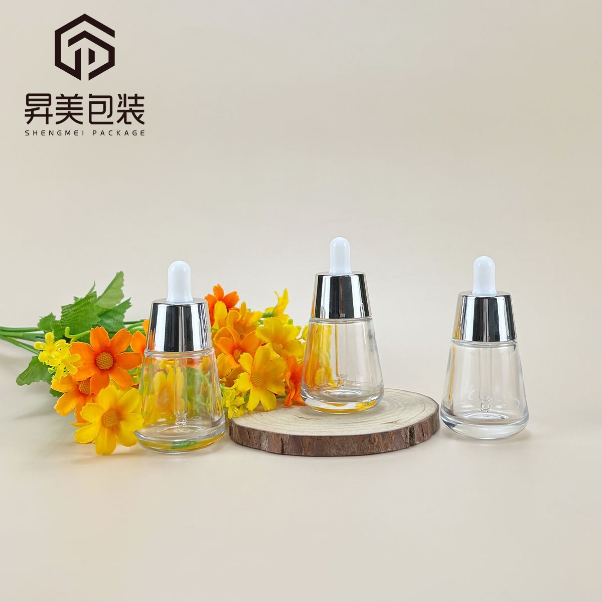 30ml锥形精华瓶化妆品护肤瓶玻璃滴管瓶透明分装小样空瓶图3