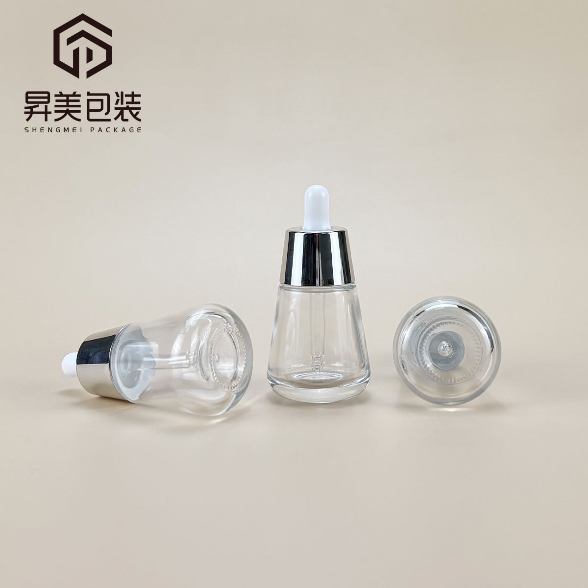 30ml锥形精华瓶化妆品护肤瓶玻璃滴管瓶透明分装小样空瓶图2