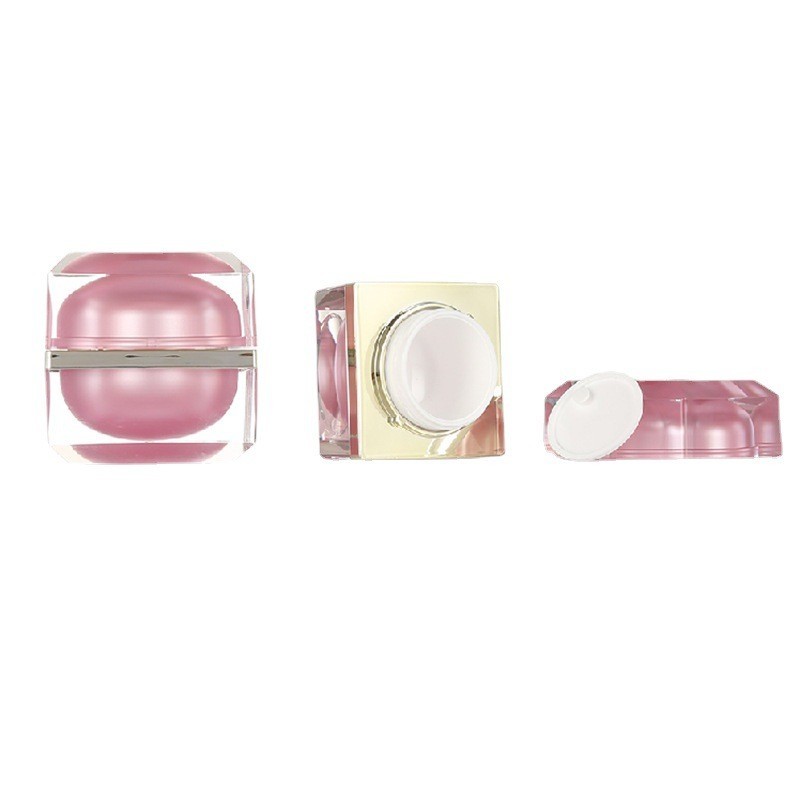 定制直角四方顶贴片亚克力瓶 粉色按压喷雾瓶 化妆品分裝膏霜瓶图2