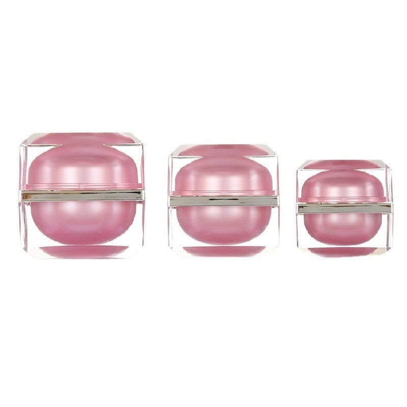 定制直角四方顶贴片亚克力瓶 粉色按压喷雾瓶 化妆品分裝膏霜瓶图5