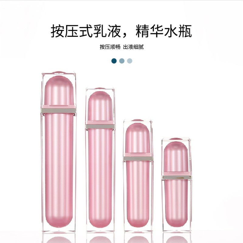 定制直角四方顶贴片亚克力瓶 粉色按压喷雾瓶 化妆品分裝膏霜瓶图3
