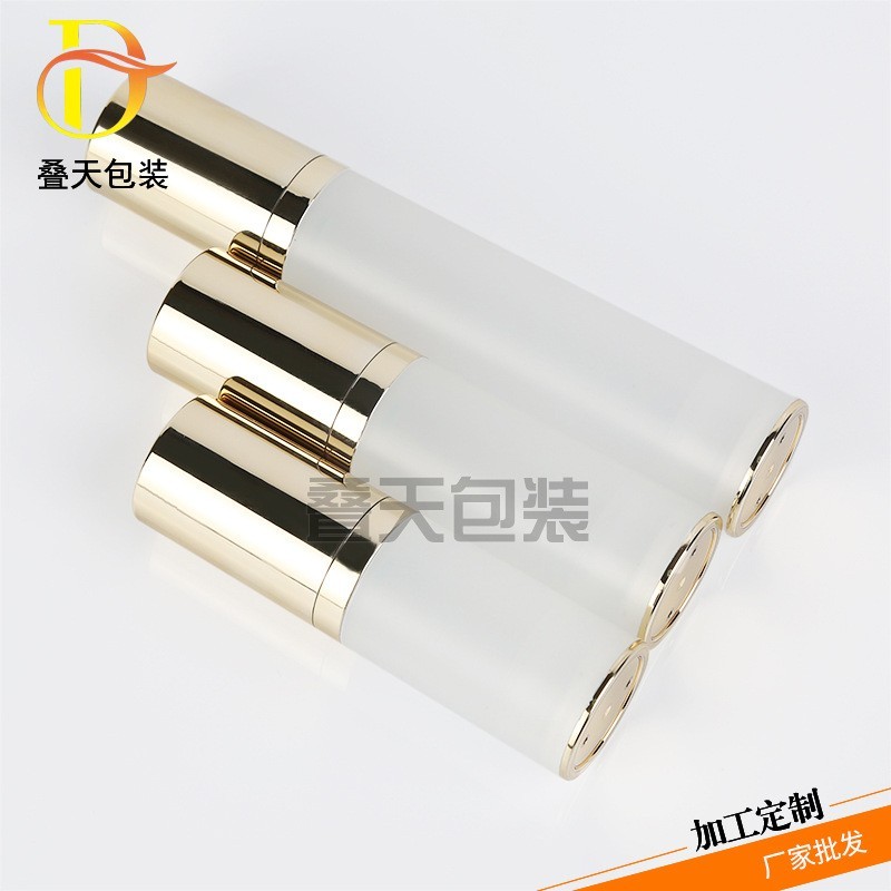 定制化妆品分装瓶便携式乳液按压真空瓶 15/30/50ml电镀金乳液瓶图3