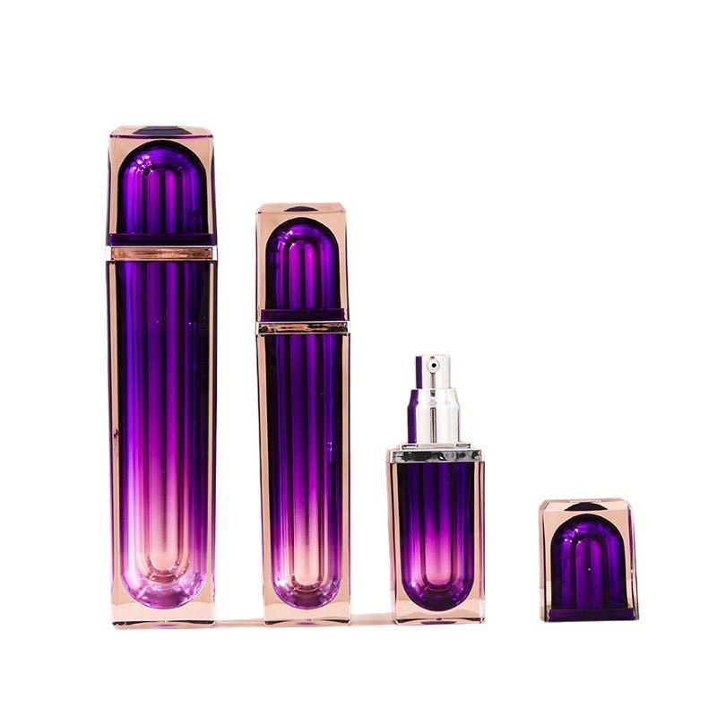 定制多规格分装瓶亚克力乳液套装瓶 高档电镀渐变色四方瓶图3
