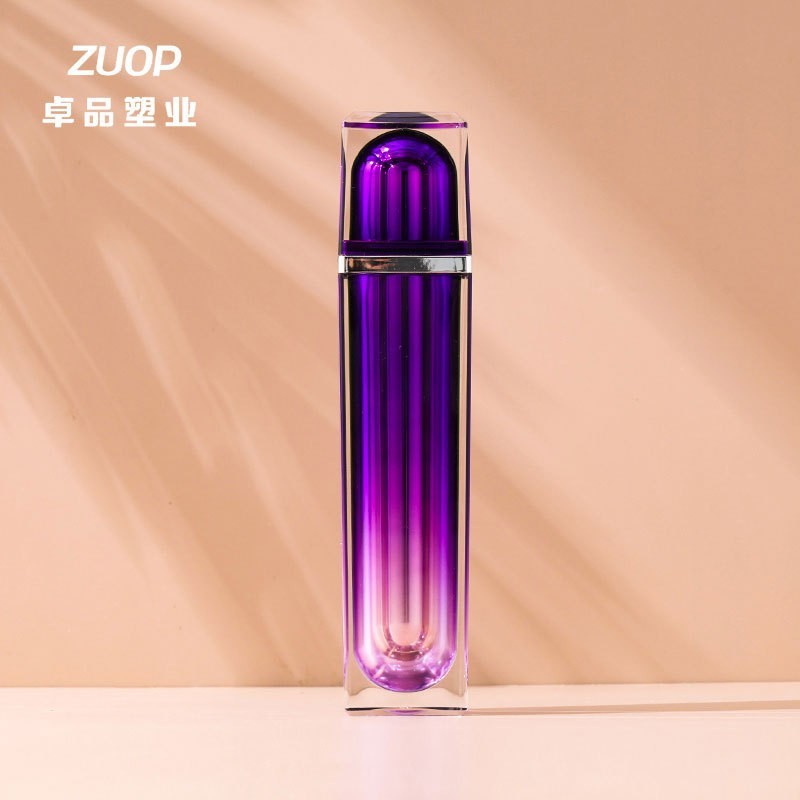 定制多规格分装瓶亚克力乳液套装瓶 高档电镀渐变色四方瓶图2