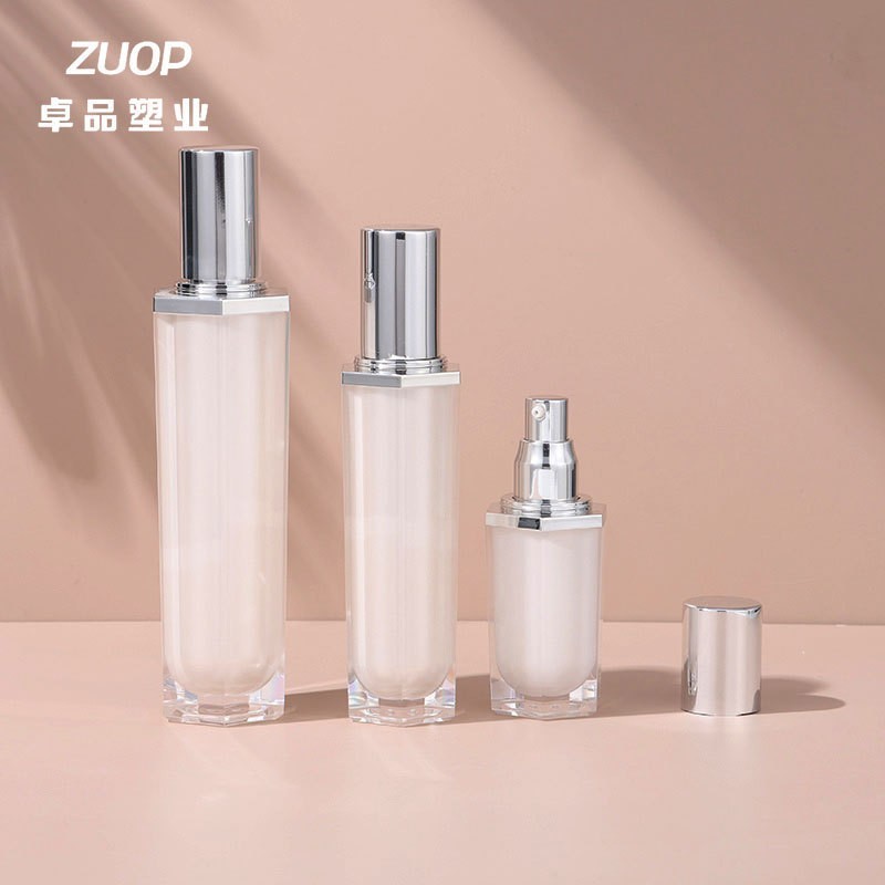 定制亚克力六角贴片瓶珠光白化妆品瓶水乳膏霜喷雾分装瓶图5