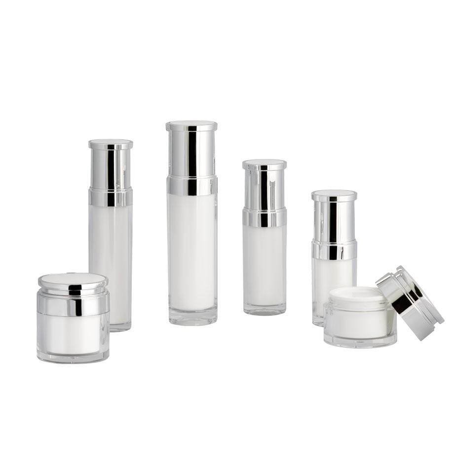 厂家定制亚克力化妆品套装瓶 大容量按压乳液瓶 花纹盖圆盖膏霜瓶图5