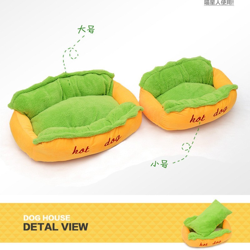 定制新款大号小号保暖香肠宠物狗窝 热狗造型可拆洗宠物用品床垫图2