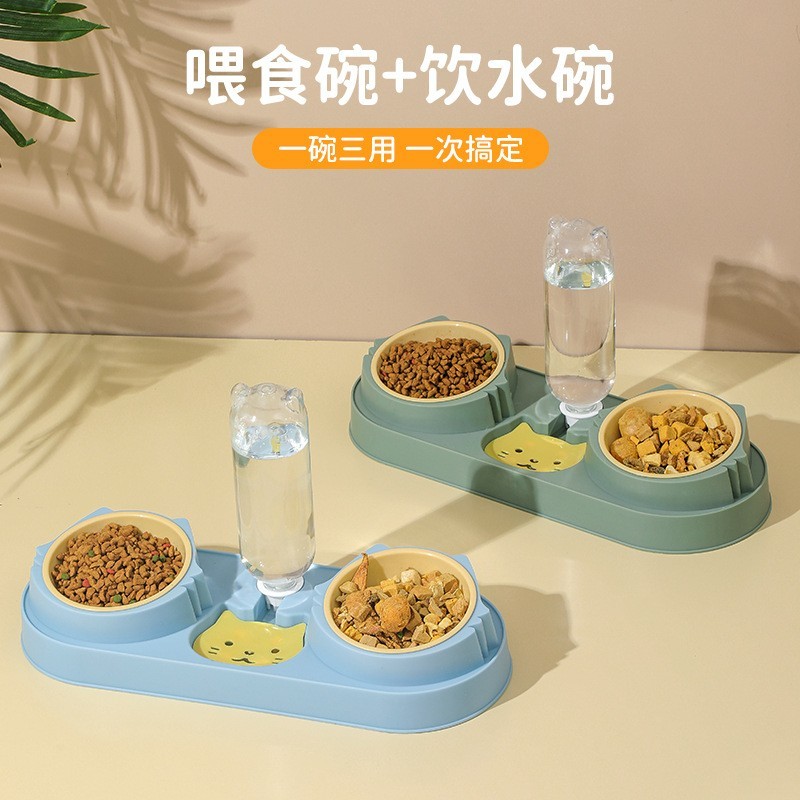 定制15°倾斜宠物饮水喂食器碗 自动续水猫盆狗盆塑料宠物碗图3