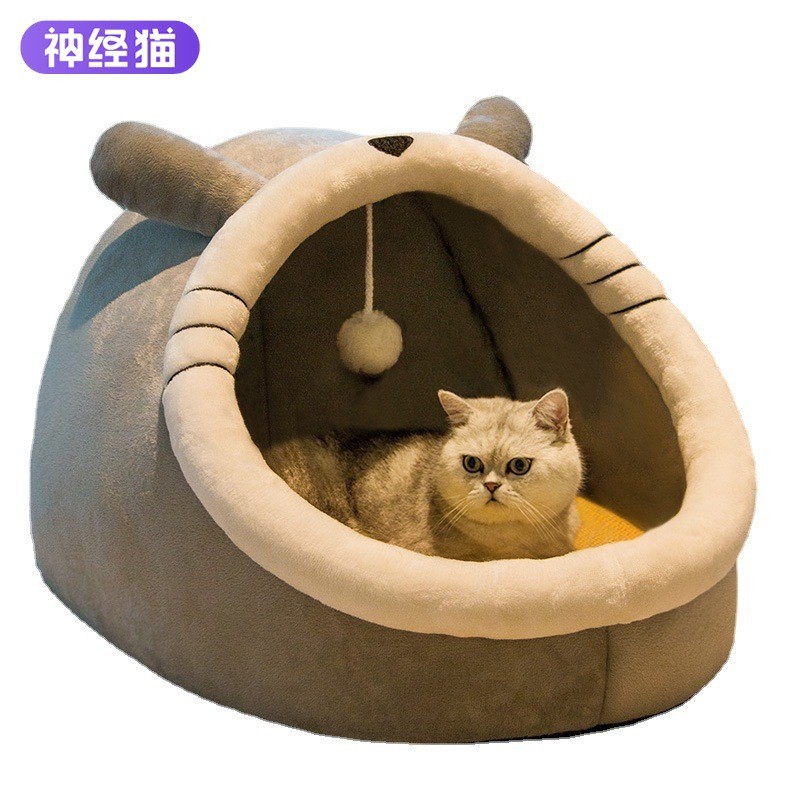 工厂定制加工OEM猫窝半封闭式房子窝狗窝可拆洗猫床宠物用品图4