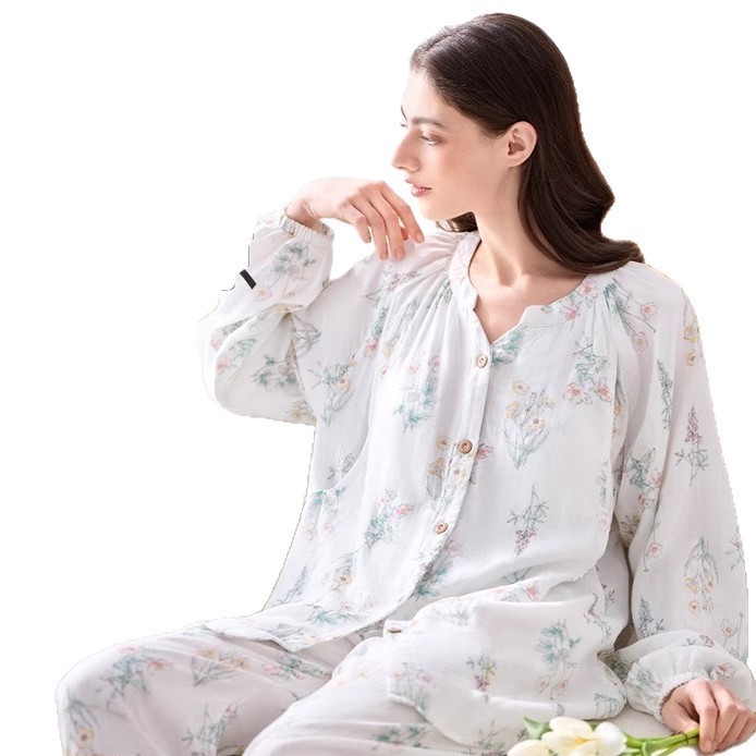 定制月子家居服带胸垫月子会所可印LOGO免费设计竹棉图4