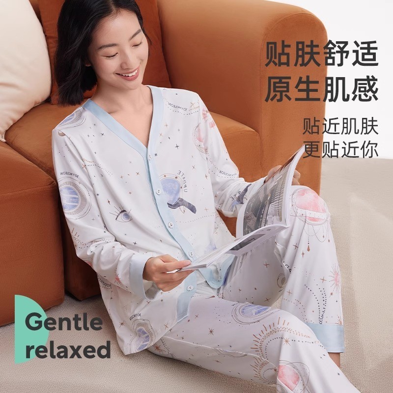 云慕丝睡衣女秋冬款纯棉长袖长裤2025新款女士家居服套装图5