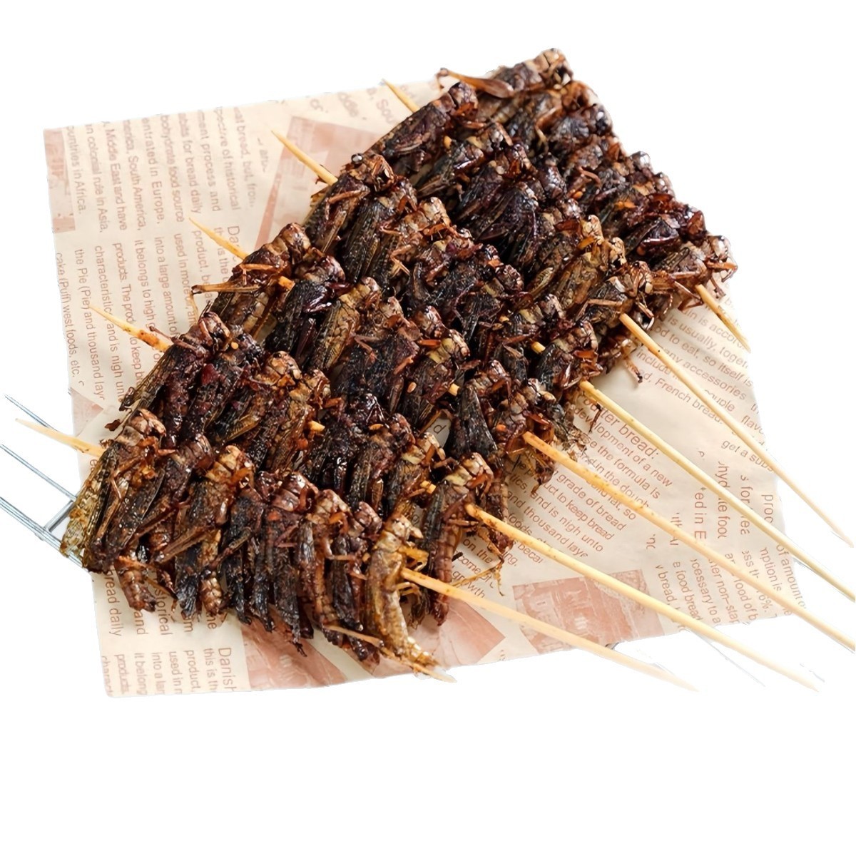 蚂蚱串蚱蜢串湘西小串烧烤食材铁板小肉串油炸烤肉8只一串20串1包图3