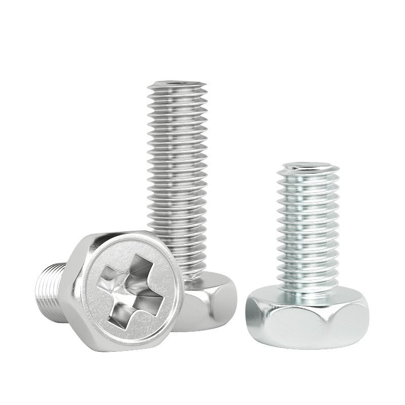 定制高碳钢镀锌十字槽凹穴外六角机螺丝钉GB29.2M3M4M5M6紧固件图2