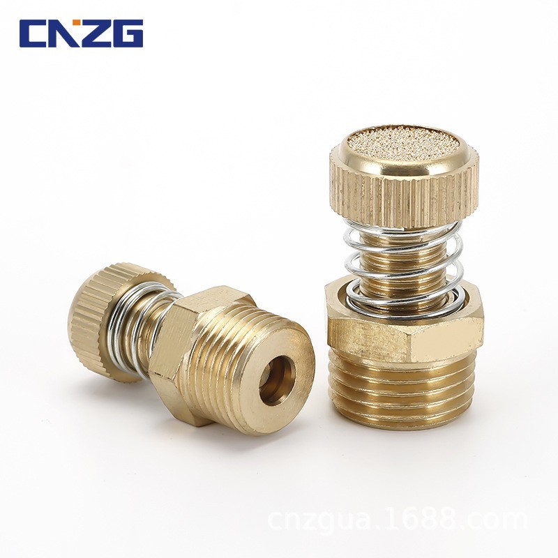 定制全铜平头消音器气动接头铁平头型消声器BSLM-M5 01/2/3分图4