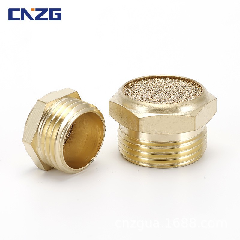 定制全铜平头消音器气动接头铁平头型消声器BSLM-M5 01/2/3分图2