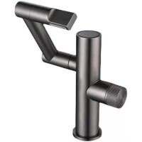 枪灰色铜洗脸盆冷热数显水龙头洗手盆面盆台下盆机械臂万向龙头