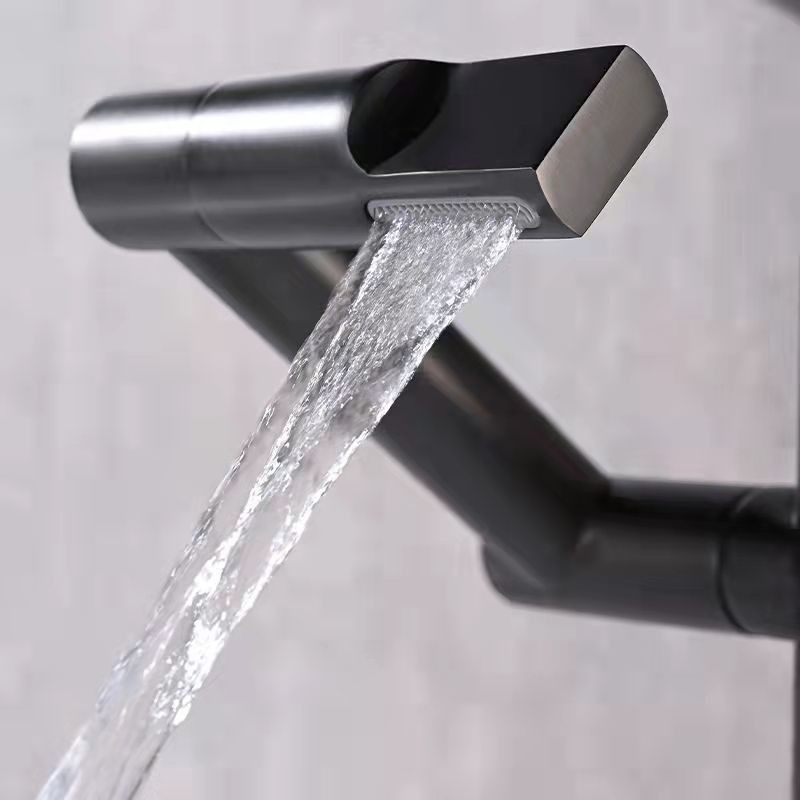 枪灰色铜洗脸盆冷热数显水龙头洗手盆面盆台下盆机械臂万向龙头图2