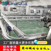 柔性链输送机消毒液瓶盖齿形链传送线酒瓶灌装机流水线转弯网带链