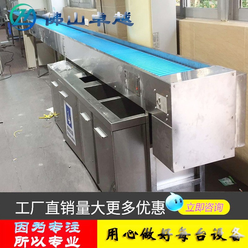 食堂餐盘回收线 绳式餐具自动收集输送机 餐盘回流线 餐盆传送带图3
