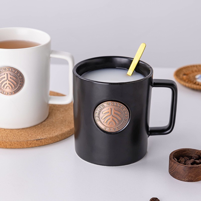 【定制】LOGO星巴风直筒铜牌咖啡陶瓷文创商务马克杯礼品广告杯子图4