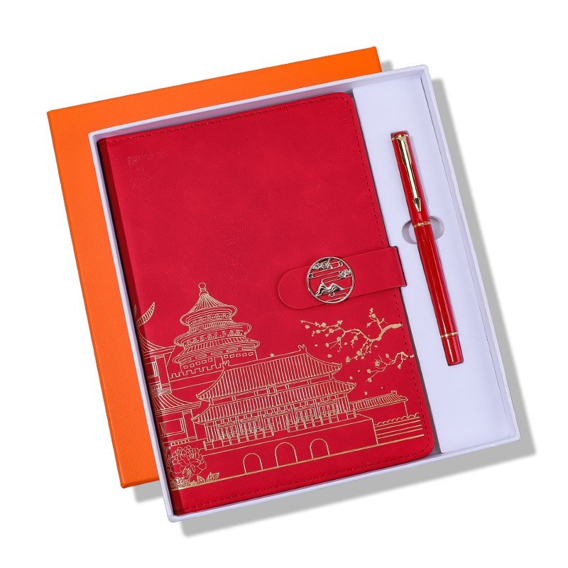 中国风国潮笔记本a5带扣记事本商务复古加厚本子员工国潮风图5
