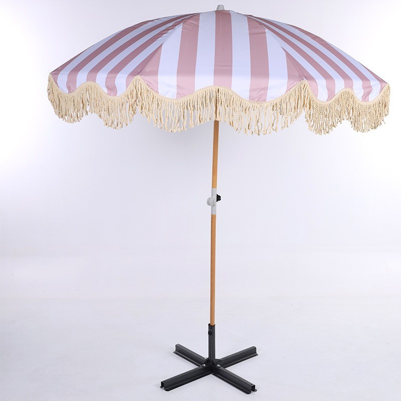 木杆流苏伞跨境热销户外防晒沙滩伞大太阳伞海滩海边泳池庭院露营图3