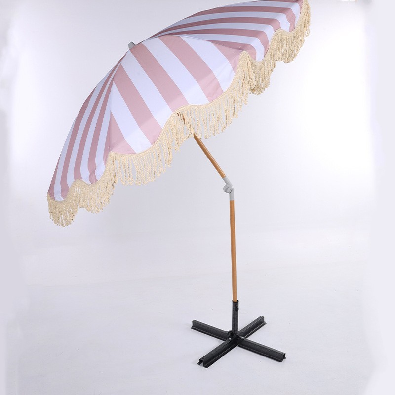 木杆流苏伞跨境热销户外防晒沙滩伞大太阳伞海滩海边泳池庭院露营图2