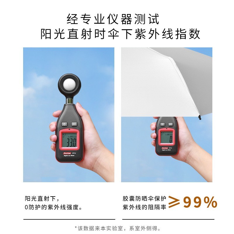 黑胶超轻小迷你遮阳太阳伞防晒防紫外线胶囊晴雨两用六折雨伞定制图3