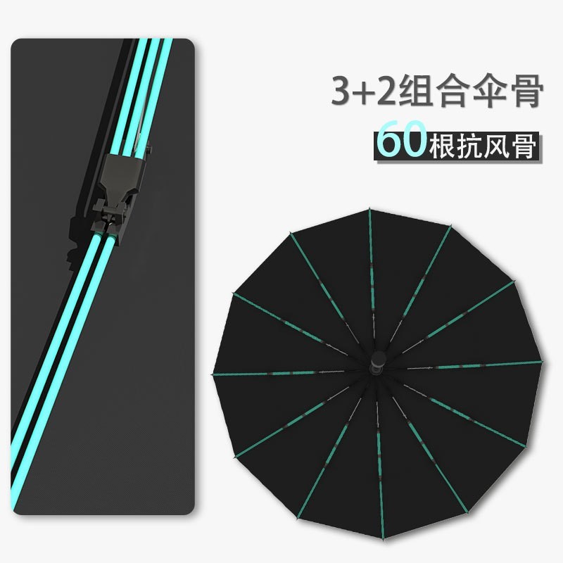 60骨全自动黑胶防晒晴雨伞加大三折遮阳伞高端礼品伞现货定制logo图2