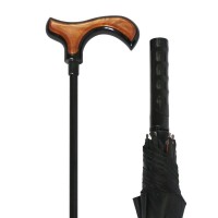 一伞两用黑胶遮阳伞可分离长柄伞登山老人伞拐杖伞印制logo防晒伞