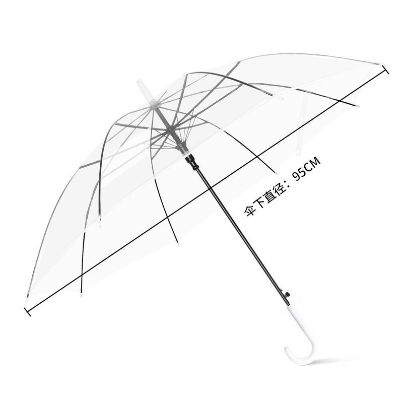 广告透明伞定制写生画画背景道具直杆伞清新日系风格长柄透明雨伞图2