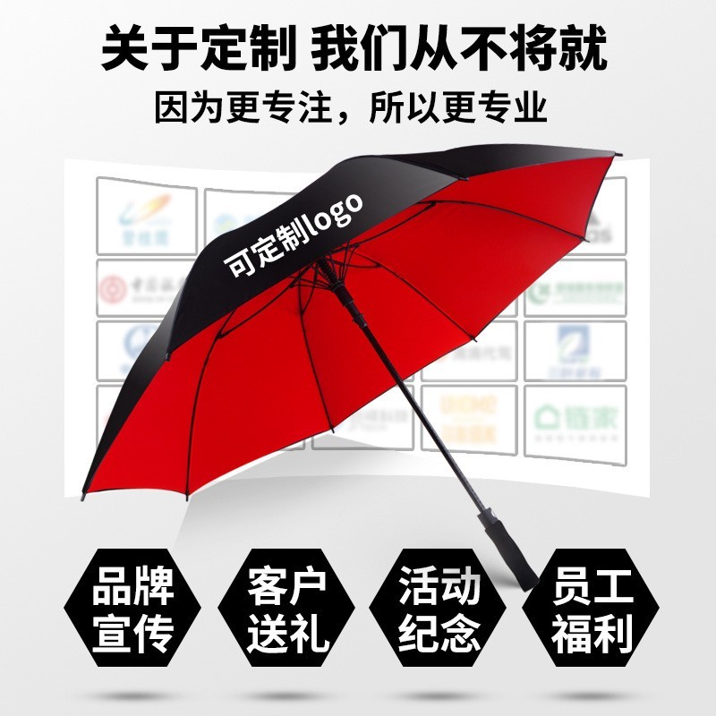大雨伞定制logo 长柄雨伞工厂承接外贸单 黑胶防晒直杆广告雨伞图4