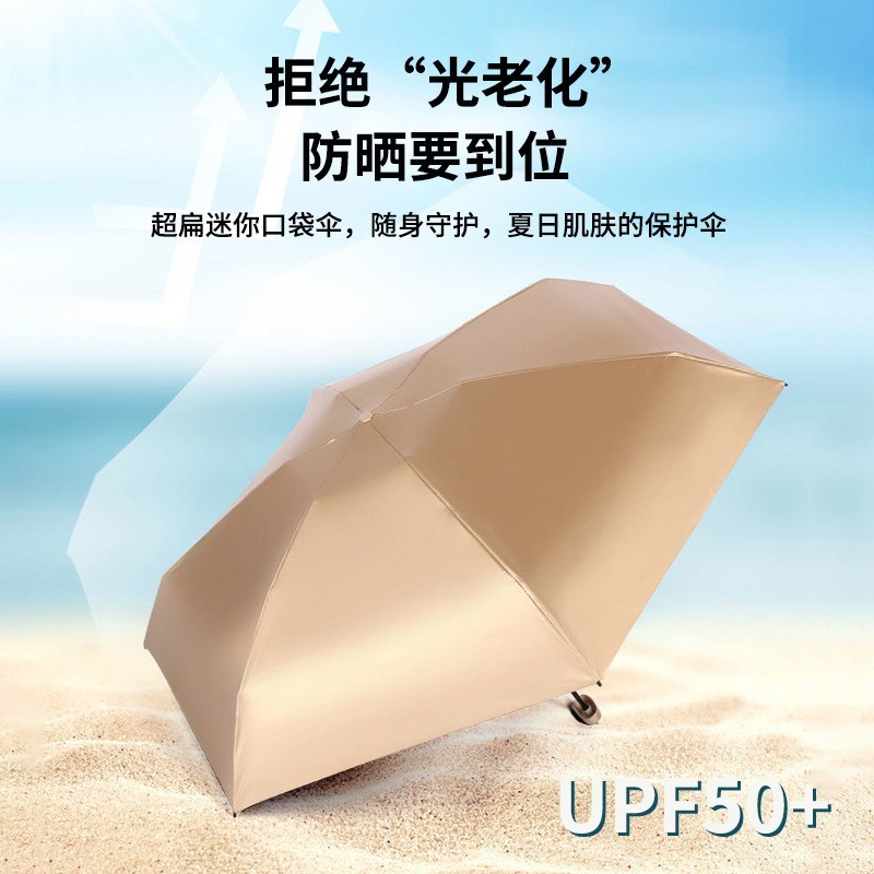 14cm卡片钛金广告伞防晒防紫外线胶囊太阳伞小巧便携银胶遮阳伞女图2