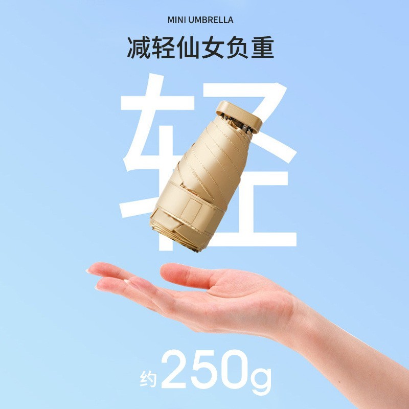 14cm卡片钛金广告伞防晒防紫外线胶囊太阳伞小巧便携银胶遮阳伞女图5