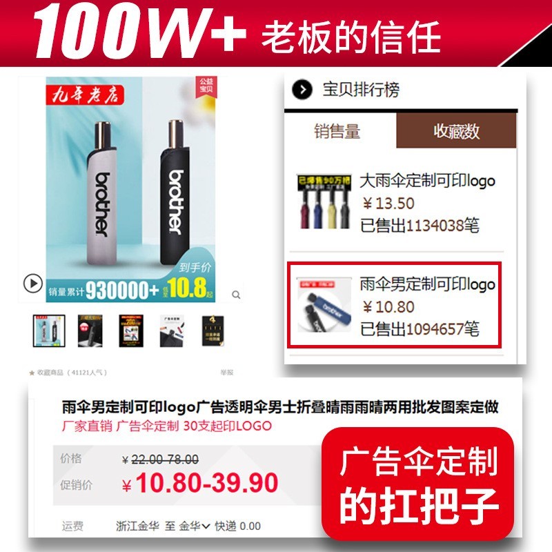 10骨折叠伞印logo 三折晴雨两用雨伞定制高尔夫广告伞图5