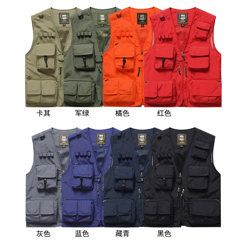 户外运动摄影工装拉链多口袋可拆卸马甲钓鱼背心坎肩马夹外套定制图2