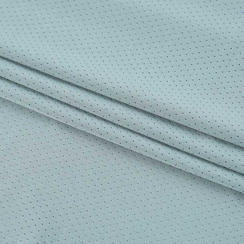 涤氨提花网眼布夏季凉感速干防晒运动服T恤面料提花小孔针织面料图3