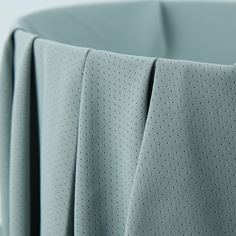 涤氨提花网眼布夏季凉感速干防晒运动服T恤面料提花小孔针织面料图2