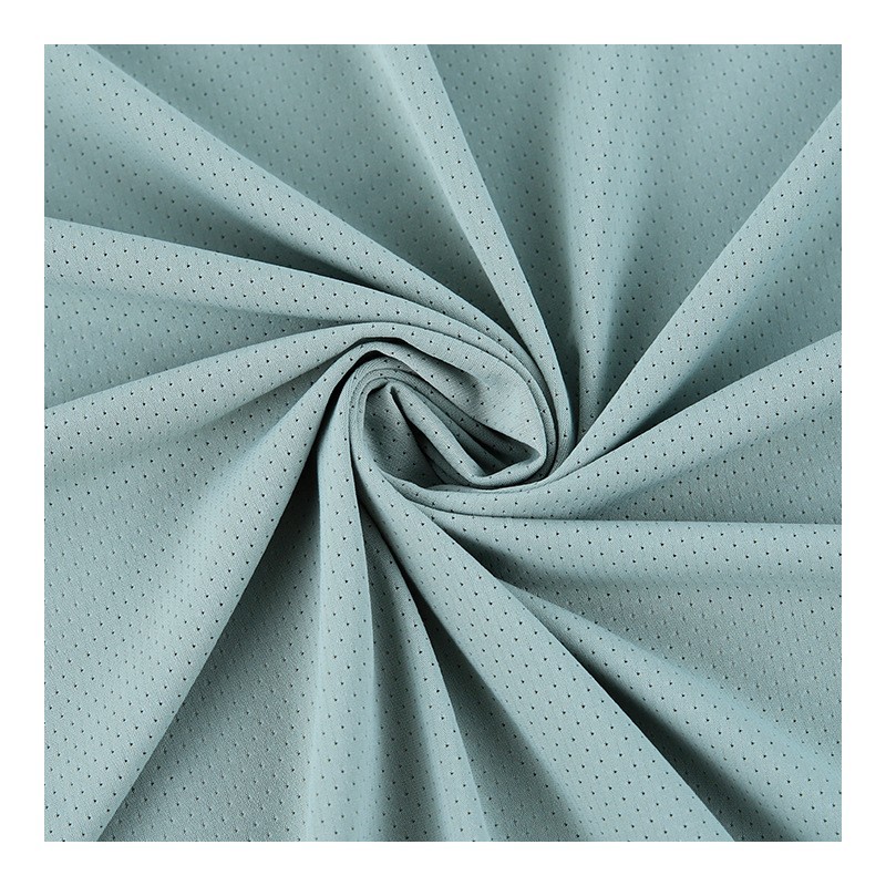 涤氨提花网眼布夏季凉感速干防晒运动服T恤面料提花小孔针织面料图4